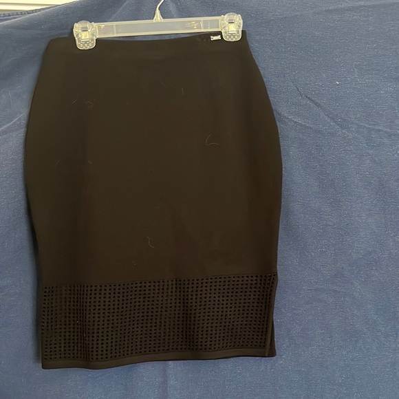 St. John size M black pencil skirt with cut outs on the bottom side slit - Picture 7 of 8